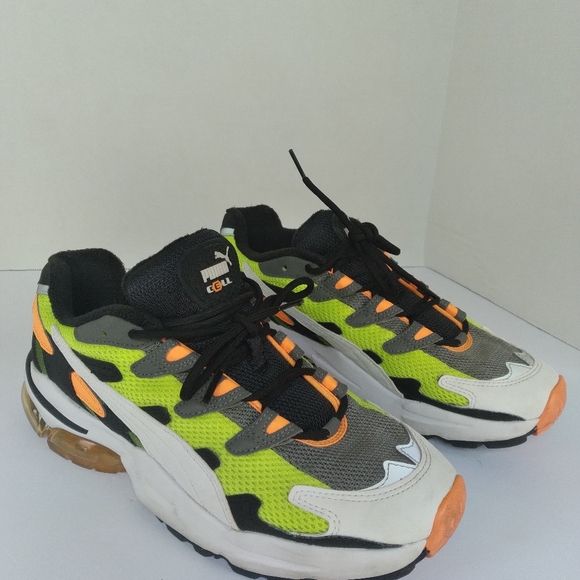 Puma Cell Sneakers Athletic‎ Running Shoes Neon Green Accents Comfy